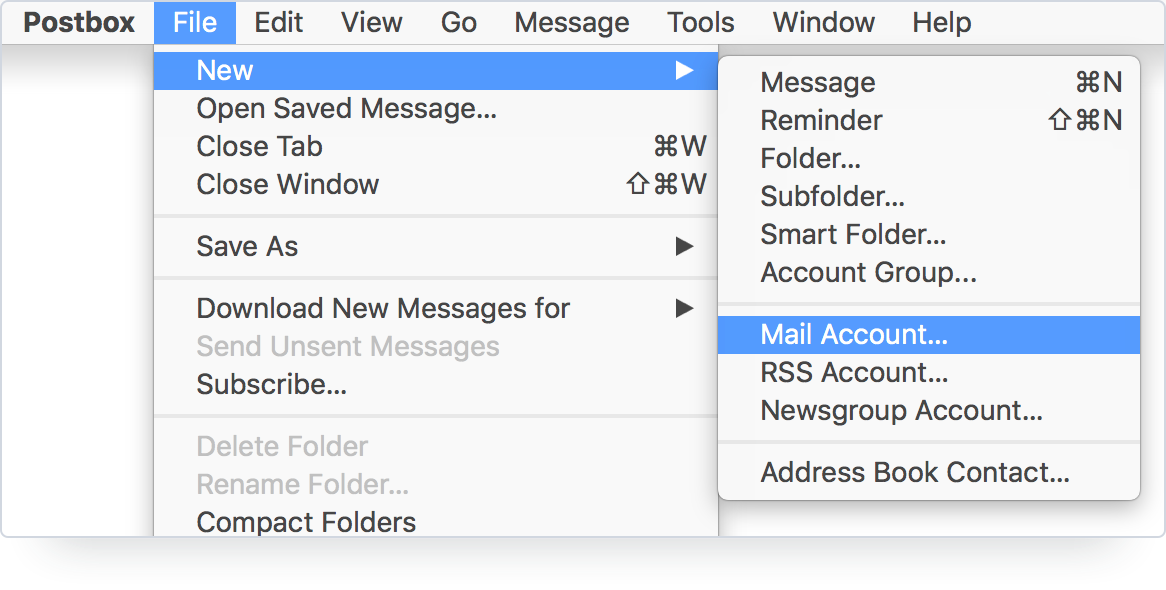 Postbox – New Account