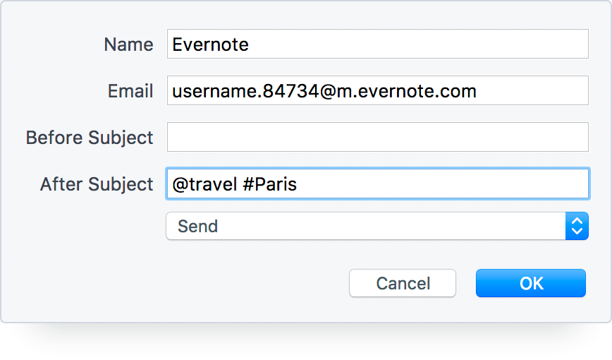 Create an Evernote Note from an Email Create an Evernote Note from an Email